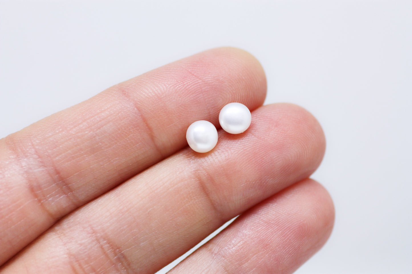 White Pearl Stud Earrings 5mm - Velora Luxury Fashion