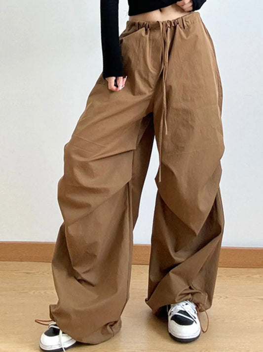 Wide Leg Casual Drawstring Pants - Velora Luxury Fashion