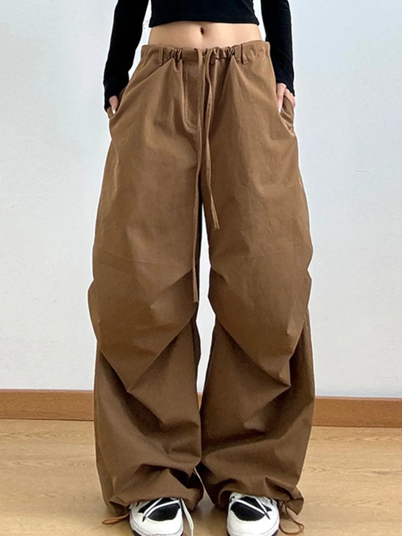Wide Leg Casual Drawstring Pants - Velora Luxury Fashion