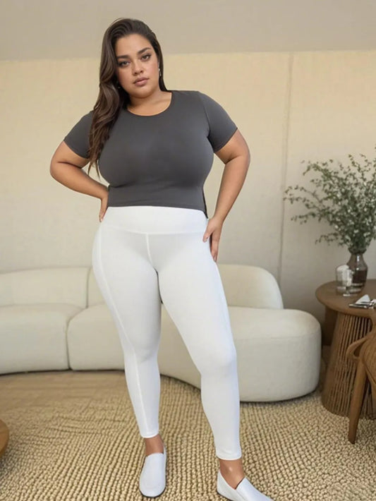Wide Waistband Sports Leggings - Velora Luxury Fashion