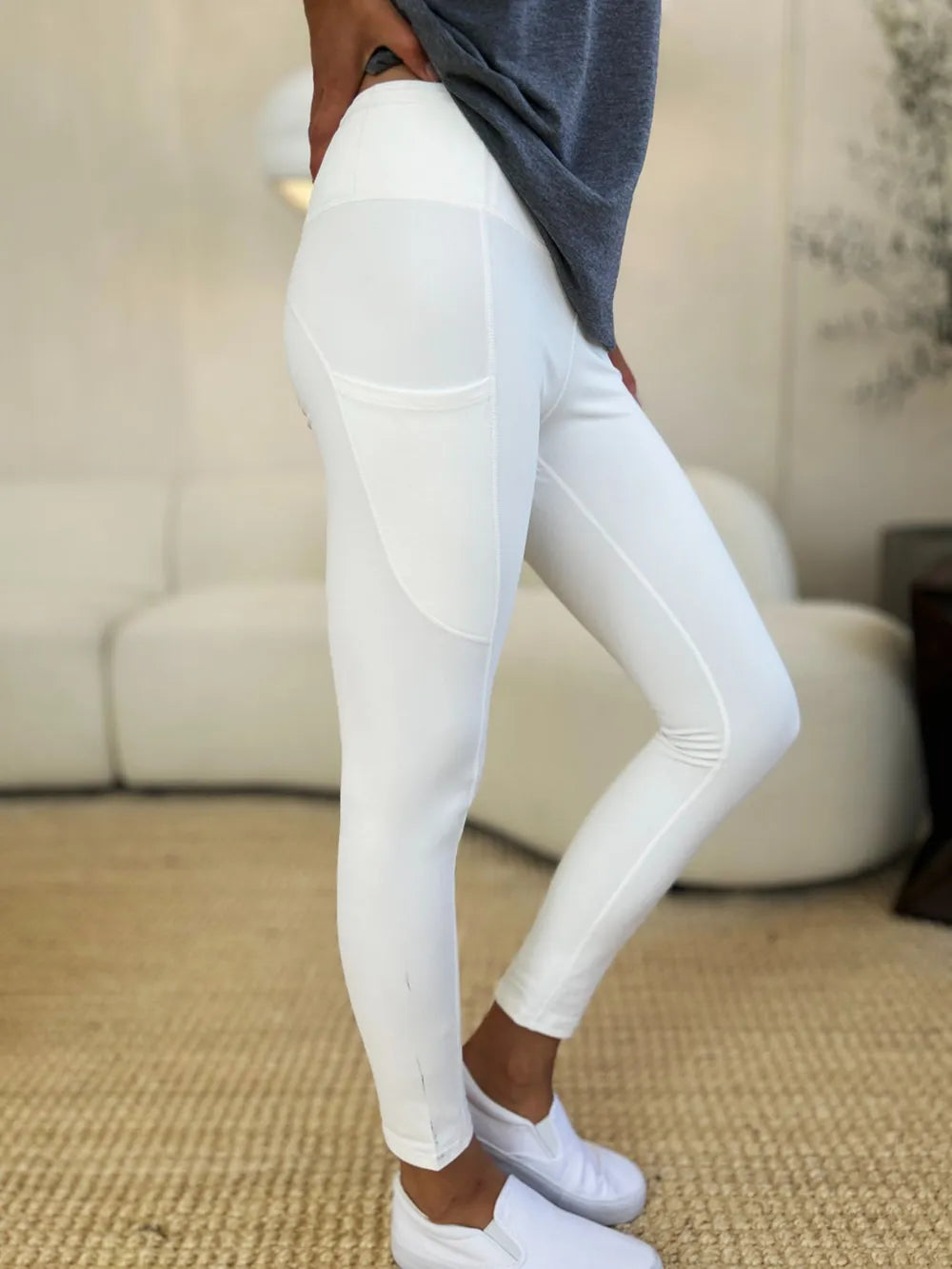 Wide Waistband Sports Leggings - Velora Luxury Fashion