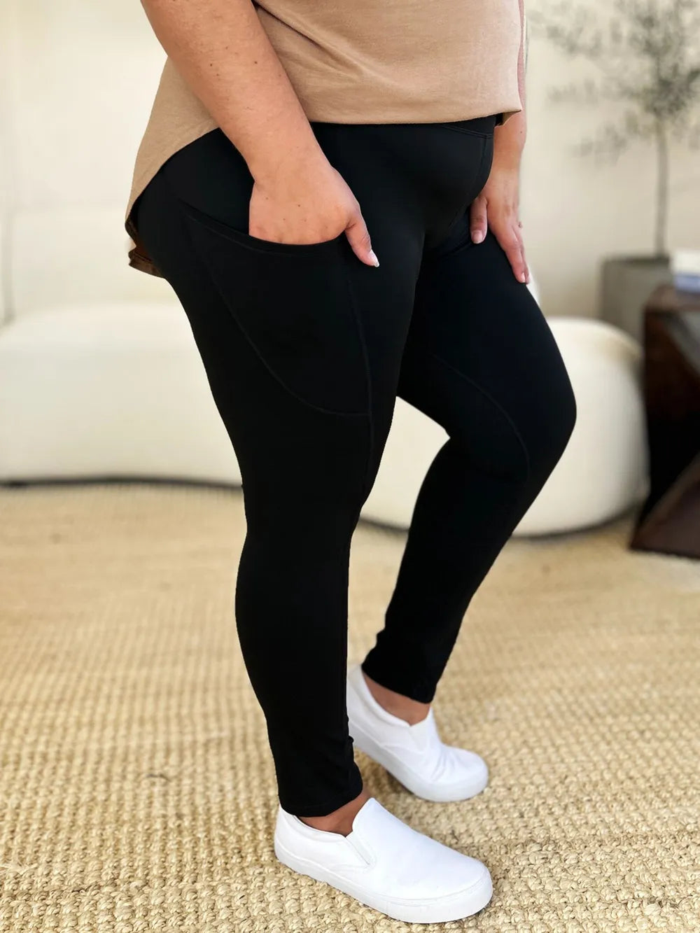 Wide Waistband Sports Leggings - Velora Luxury Fashion