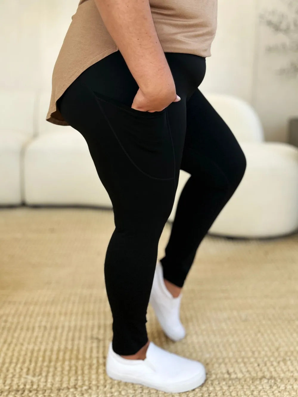 Wide Waistband Sports Leggings - Velora Luxury Fashion