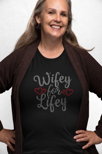 Wifey for Lifey Rhinestone Shirt – Newlywed Sparkle Bling Tee | Blingdazzel