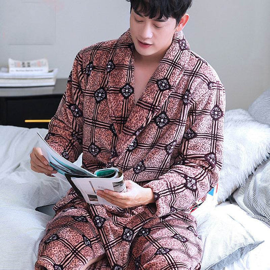 Coral Dressing Gown – Luxurious Thick Rabbit Fur Pajamas for Men EX-STOCK Canada