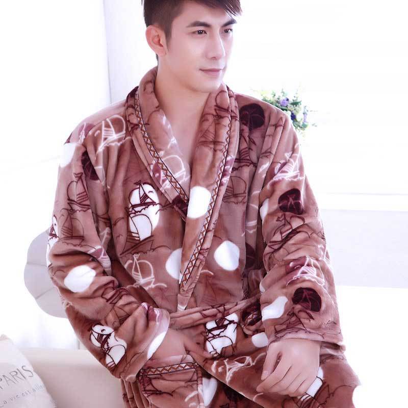 Coral Dressing Gown – Luxurious Thick Rabbit Fur Pajamas for Men EX-STOCK Canada