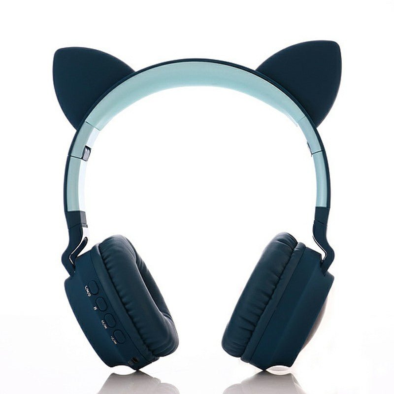 Wireless Cat Ear Bluetooth 5.0 Stereo Bass Headset LED Lights Earphone for Adults - Grey / Dark Blue - Velora Luxury Fashion