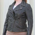 Women's Biker Look Rub-Off Leather Jacket - Velora Luxury Fashion