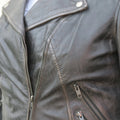 Women's Biker Look Rub-Off Leather Jacket - Velora Luxury Fashion