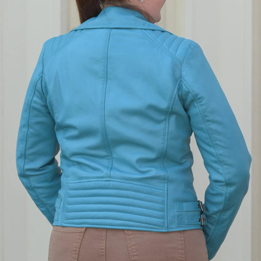 Women's Biker Look Sheep Leather Jacket - Velora Luxury Fashion