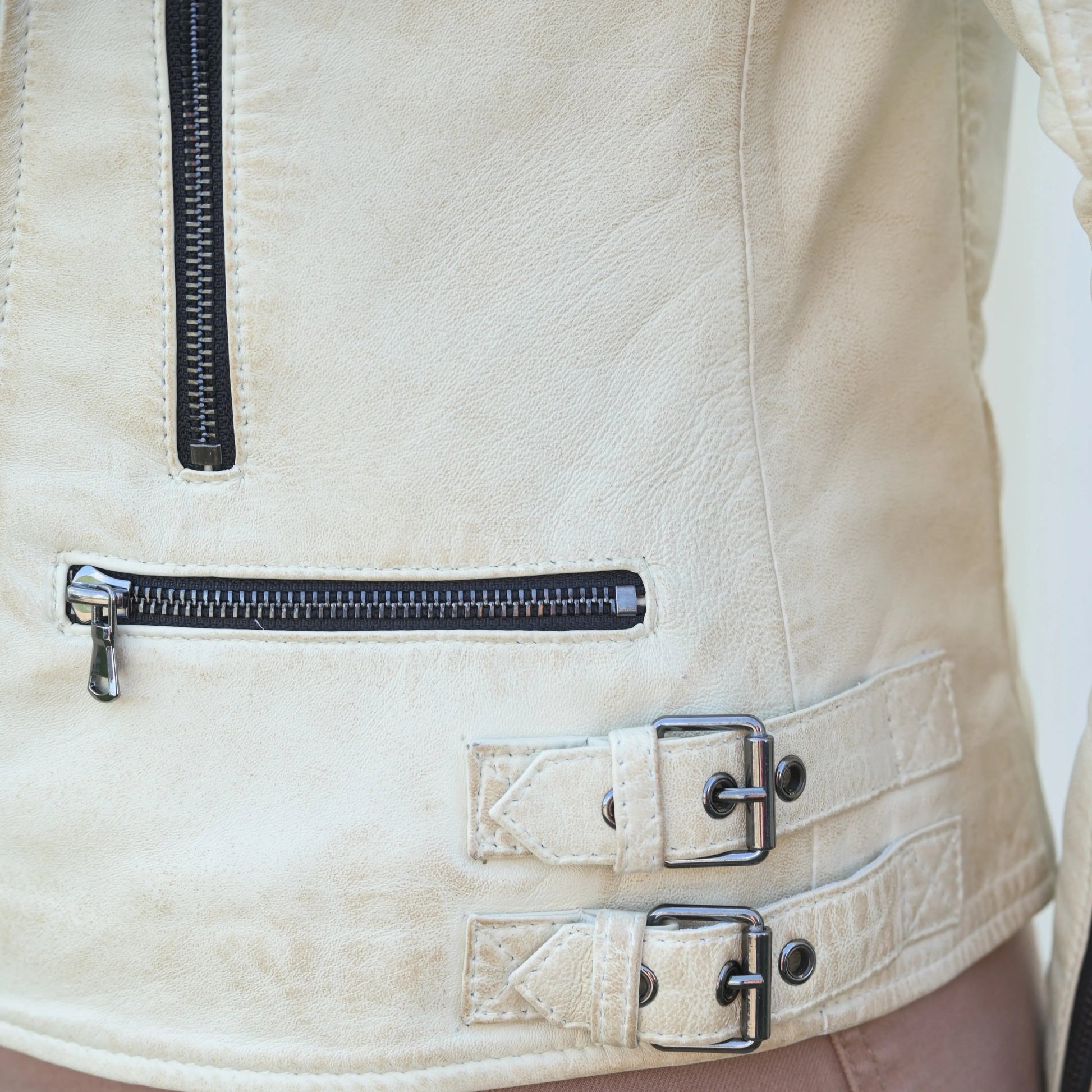 Women's Biker Look Sheep Leather Jacket - Velora Luxury Fashion