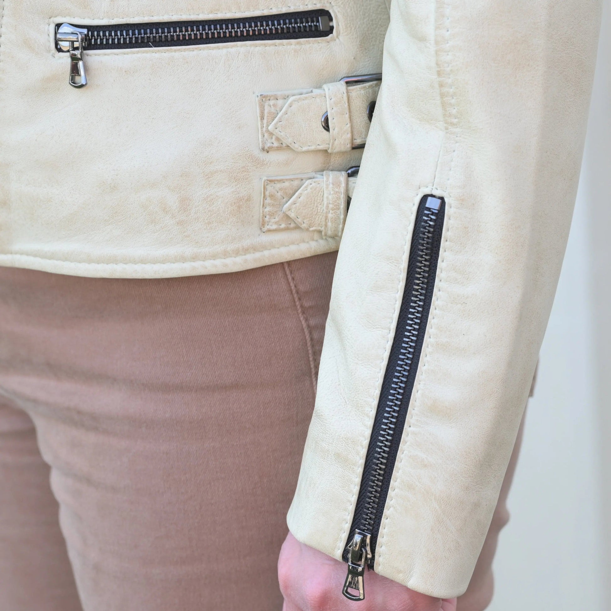Women's Biker Look Sheep Leather Jacket - Velora Luxury Fashion