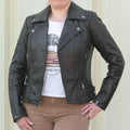 Women's Biker Look Sheep Leather Jacket - Velora Luxury Fashion