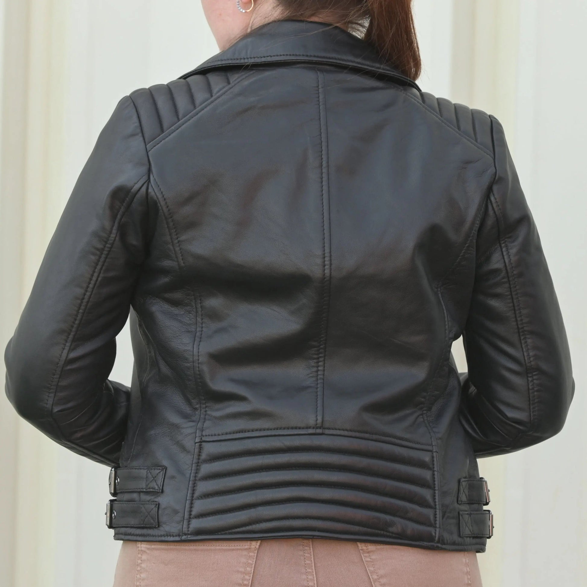 Women's Biker Look Sheep Leather Jacket - Velora Luxury Fashion