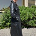 Women's Classic Leather Trench Coat. Double-Breasted Button Closure with Adjustable Belt - Velora Luxury Fashion