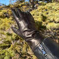 Women's Drum Dyed Lamb Leather Gloves with Luxurious Rabbit Fur Trim - Velora Luxury Fashion