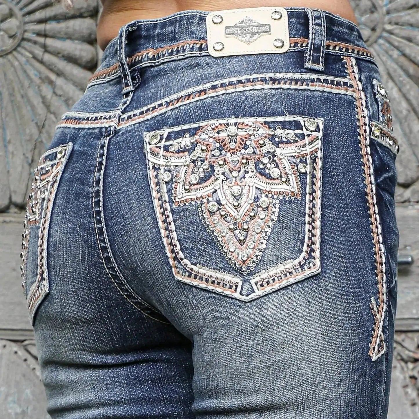 Women’s Embellished Mid-Rise Bootcut Jeans - Velora Luxury Fashion