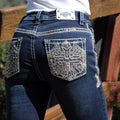 Women’s Embellished Mid-Rise Bootcut Jeans - Velora Luxury Fashion