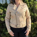 Women's Lamb Leather Biker Style Jacket with Belt - Velora Luxury Fashion