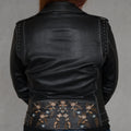 Women's Lamb Leather Jacket with Floral Embroidery - Velora Luxury Fashion