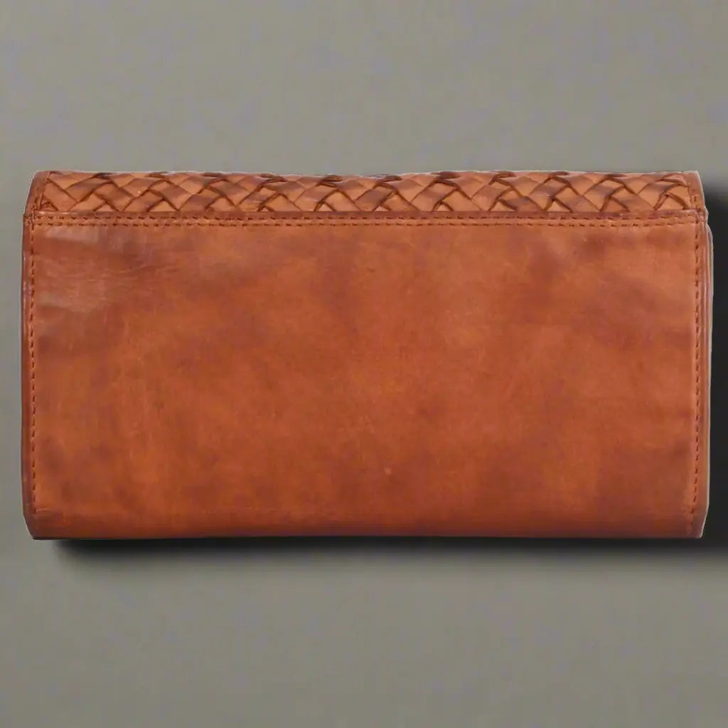 Women's Leather Basket Weave Purse - Velora Luxury Fashion