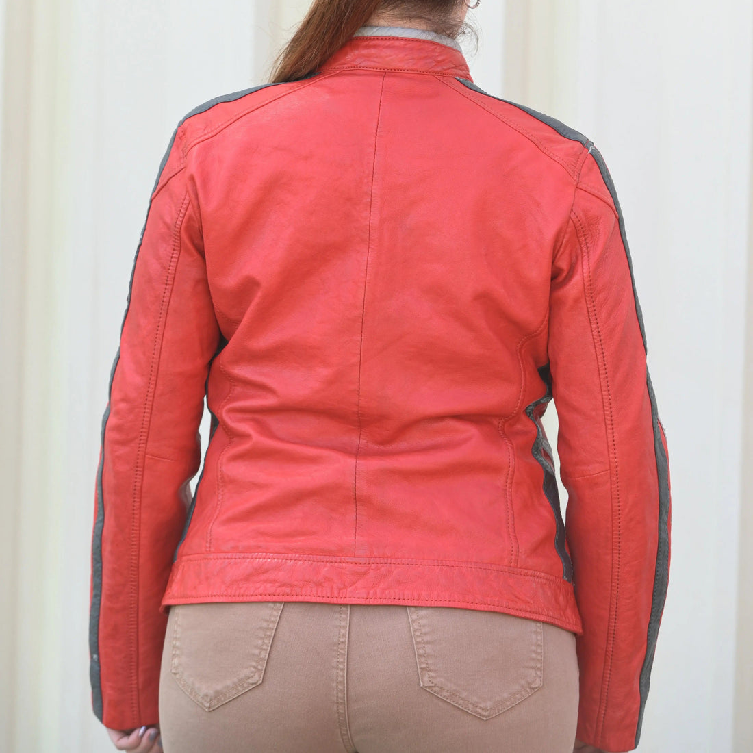 Women's Leather Jacket with Patches - Velora Luxury Fashion