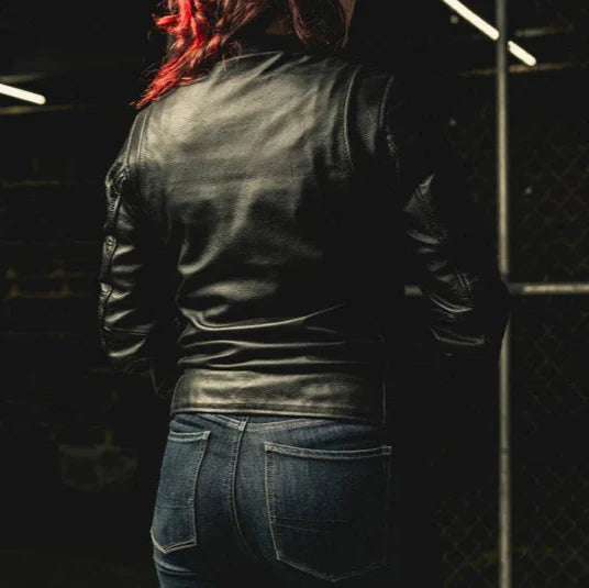 Women’s Motorcycle Leather Jacket. Lightweight Cowhide with Armor Pockets - Velora Luxury Fashion