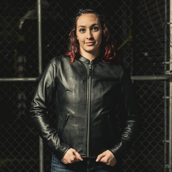 Women’s Motorcycle Leather Jacket. Lightweight Cowhide with Armor Pockets - Velora Luxury Fashion
