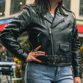 Women’s Motorcycle Leather Jacket. Quilted Thermal Liner & Cowhide - Velora Luxury Fashion
