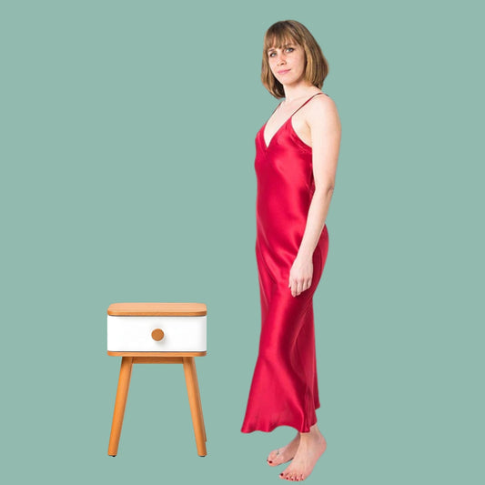 Women's Mulberry Silk Nightgown Red - Velora Luxury Fashion