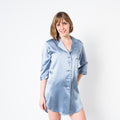Women's  Mulberry Silk Nightshirt Twilight Blue - Velora Luxury Fashion