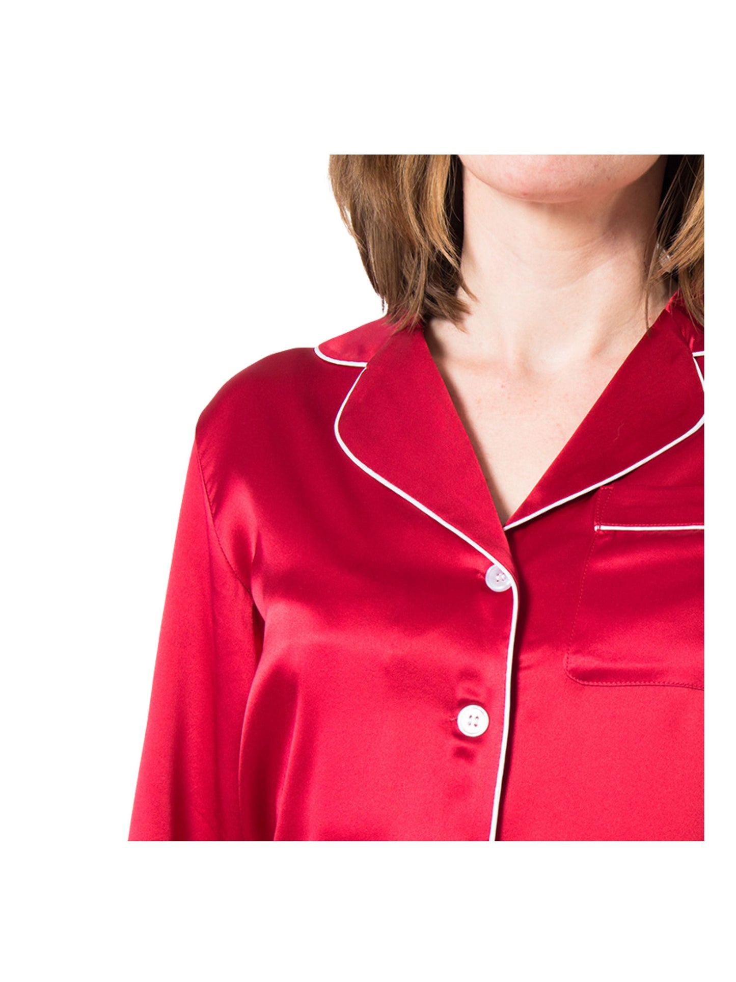 Women's Mulberry Silk Pajama Set Red - Velora Luxury Fashion