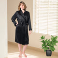 Women's  Mulberry Silk Robe Black - Velora Luxury Fashion