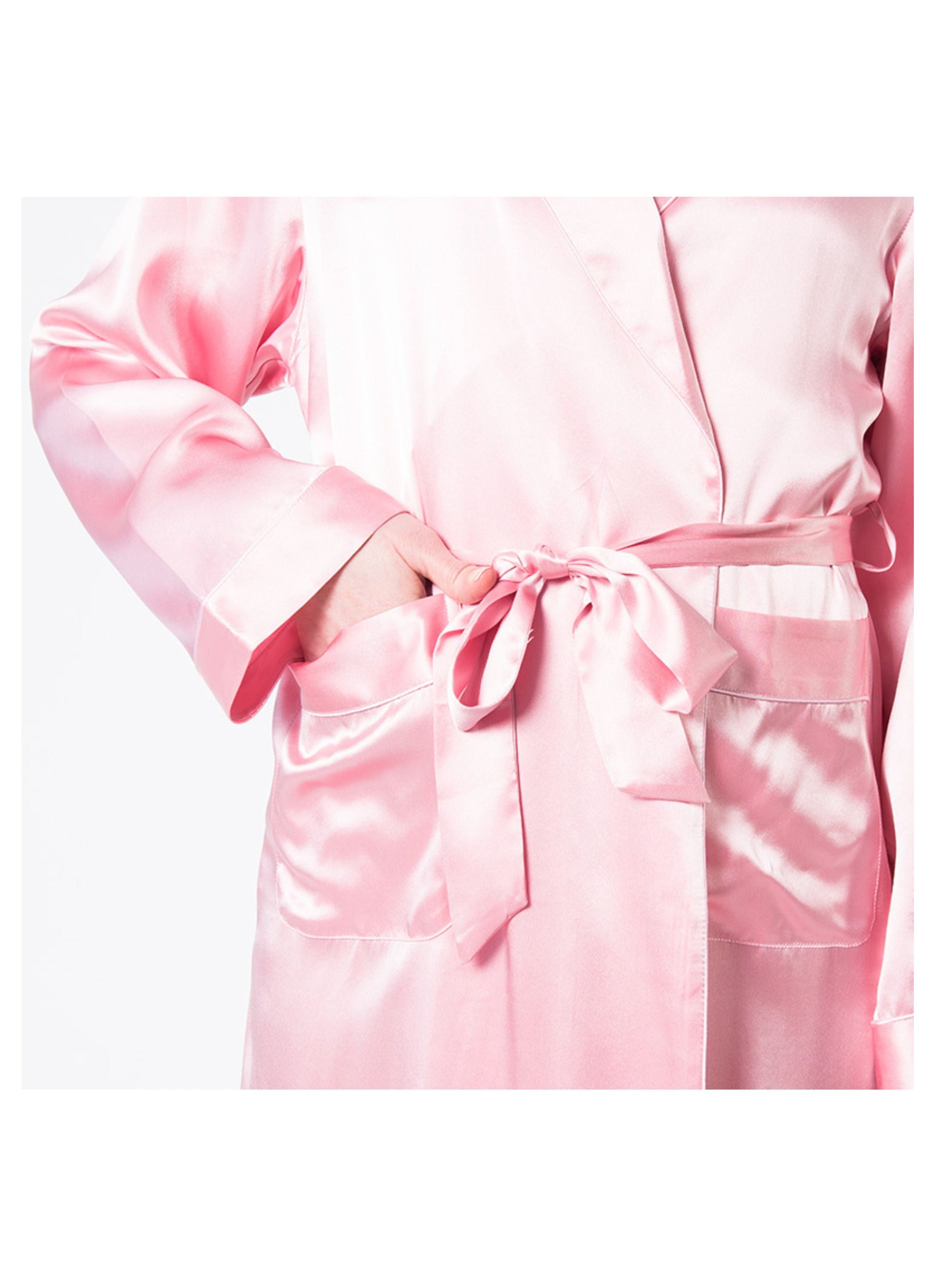 Women's Mulberry Silk Robe Pink - Velora Luxury Fashion