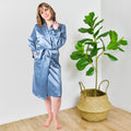 Women's  Mulberry Silk Robe Twilight Blue - Velora Luxury Fashion