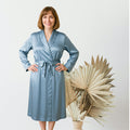 Women's  Mulberry Silk Robe Twilight Blue - Velora Luxury Fashion
