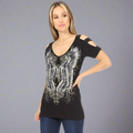 Women's Rhinestone Angel Wing Tank Top - Velora Luxury Fashion