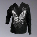 Women's Rhinestone Motorcycle Wing Hoodie - Velora Luxury Fashion