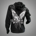 Women's Rhinestone Motorcycle Wing Hoodie - Velora Luxury Fashion