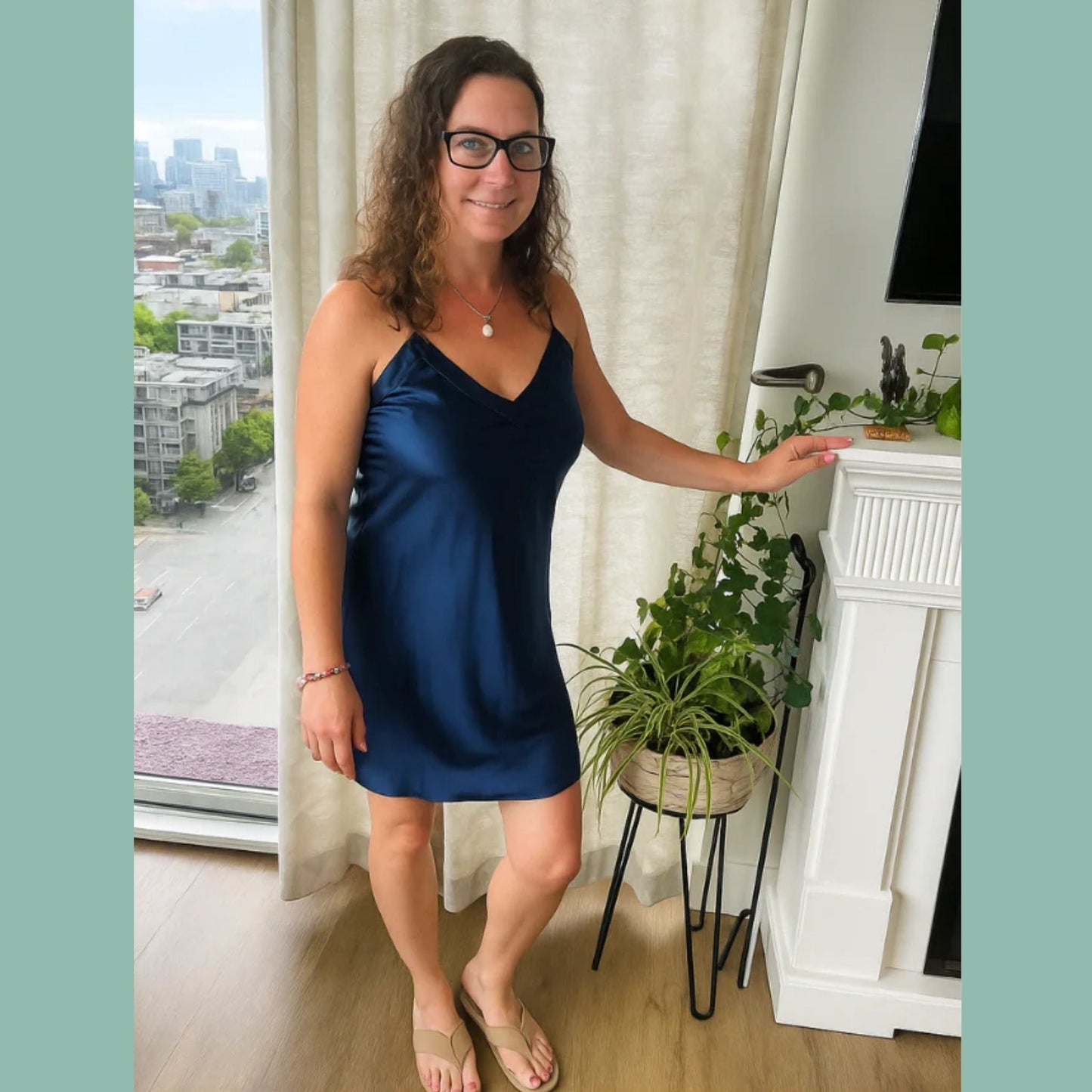 Women's Short Nightgown Mulberry Silk  Navy - Velora Luxury Fashion