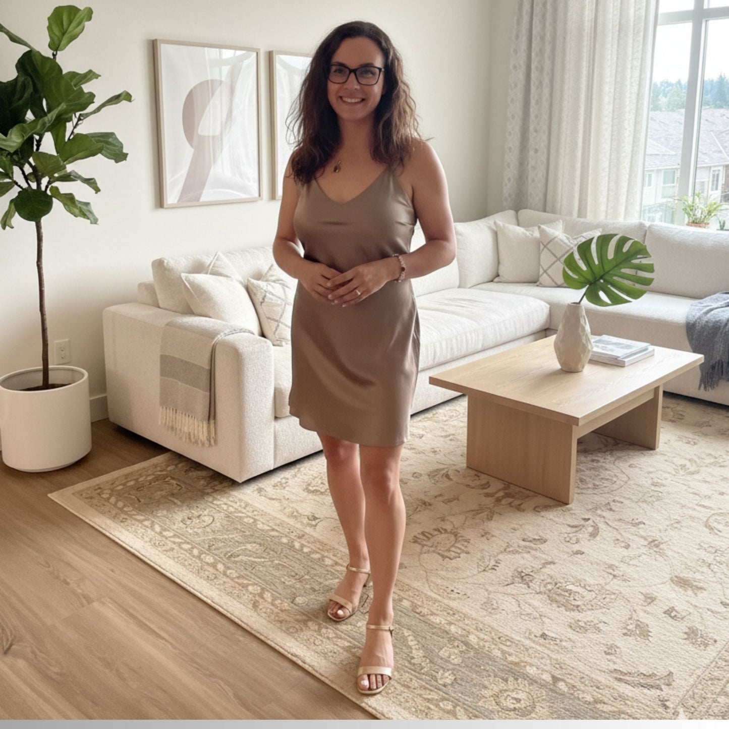 Women's Short Nightgown  Mulberry Silk Taupe - Velora Luxury Fashion