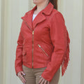 Women's Studded Leather Jacket with Removable Fringe - Velora Luxury Fashion