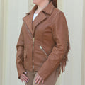 Women's Studded Leather Jacket with Removable Fringe - Velora Luxury Fashion