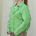 Women's Studded Leather Jacket with Removable Fringe - Velora Luxury Fashion
