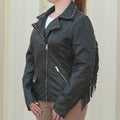 Women's Studded Leather Jacket with Removable Fringe - Velora Luxury Fashion