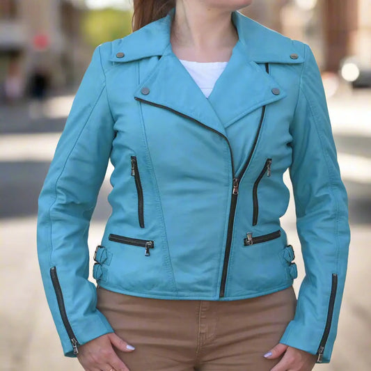 Women's Biker Look Sheep Leather Jacket Boutique of Leathers/Open Road