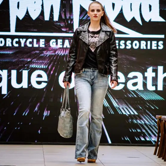 Women's Biker Look Sheep Leather Jacket Boutique of Leathers/Open Road