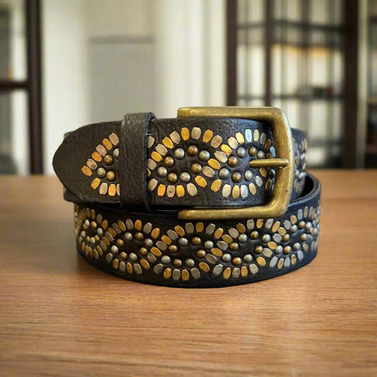 Women's Full Grain Leather Belt with Studs Boutique of Leathers/Open Road