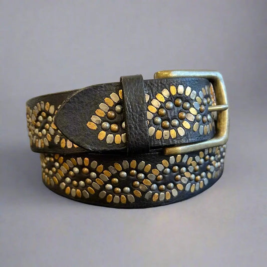Women's Full Grain Leather Belt with Studs Boutique of Leathers/Open Road