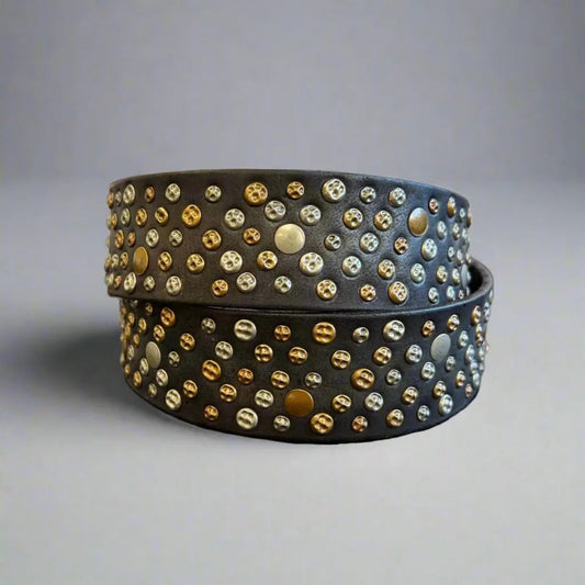 Women's Full Grain Leather Belt with Studs and Oval Buckle Boutique of Leathers/Open Road